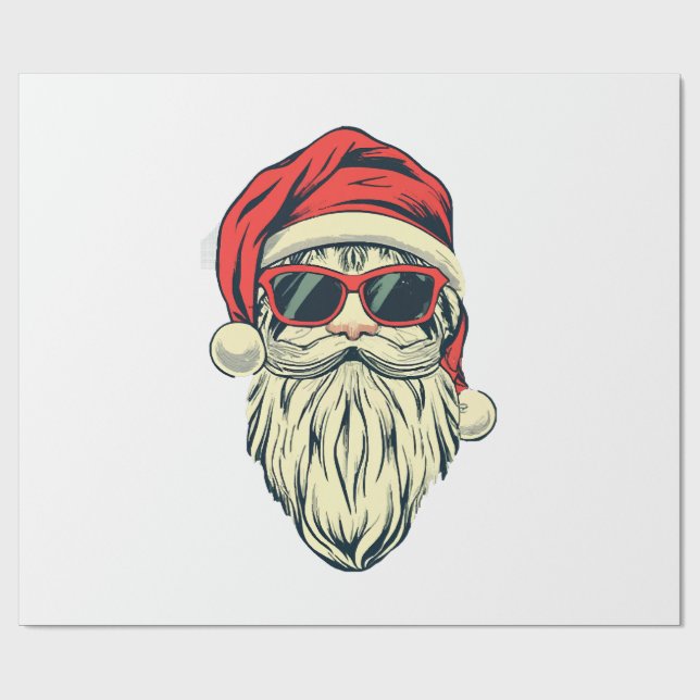 Papier Cadeau Père Noël avec des lunettes (Plat)
