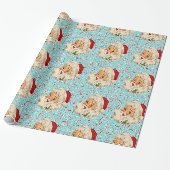 Papier Cadeau Père Noël avec des menthes poivrées (Déroulé)