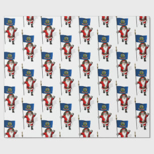Papier Cadeau Père Noël Avec Drapeau De L'Idaho
