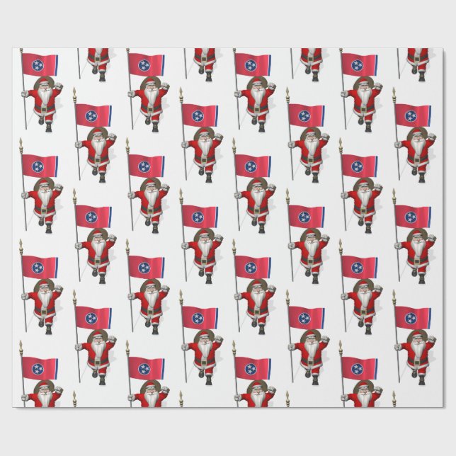 Papier Cadeau Père Noël Avec Drapeau Du Tennessee (Plat)