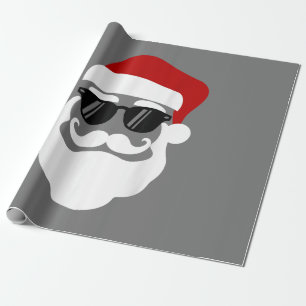 Papier Cadeau Père Noël avec lunettes de soleil design de Noël d