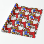 Papier Cadeau Père Noël Avec Menorah Enveloppement Cadeau De Noë<br><div class="desc">Voici un joyeux emballage cadeau Chrismukkah qui montre Père Noël tenant une menorah tout autour.  Je vends ça sur "lustré" mais vous pouvez passer à un fini mat si vous préférez.  Conçu par Sheila Cicchi,  Brownielocks.com. Tous droits réservés.</div>