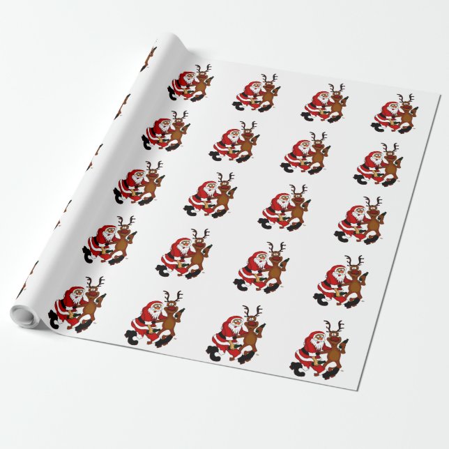 Papier Cadeau Père Noël avec orignal (Déroulé)