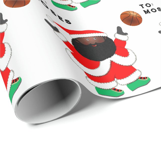 Papier Cadeau Père Noël basket-ball (Coin rond)