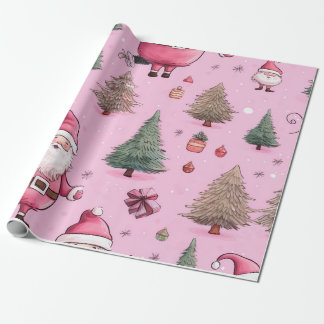 Papier Cadeau Père Noël Blush Winter Wonderland Wrappage Papier