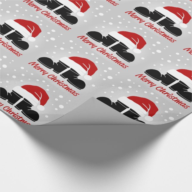 Papier Cadeau Père Noël Casquette et Bottes (Coin)