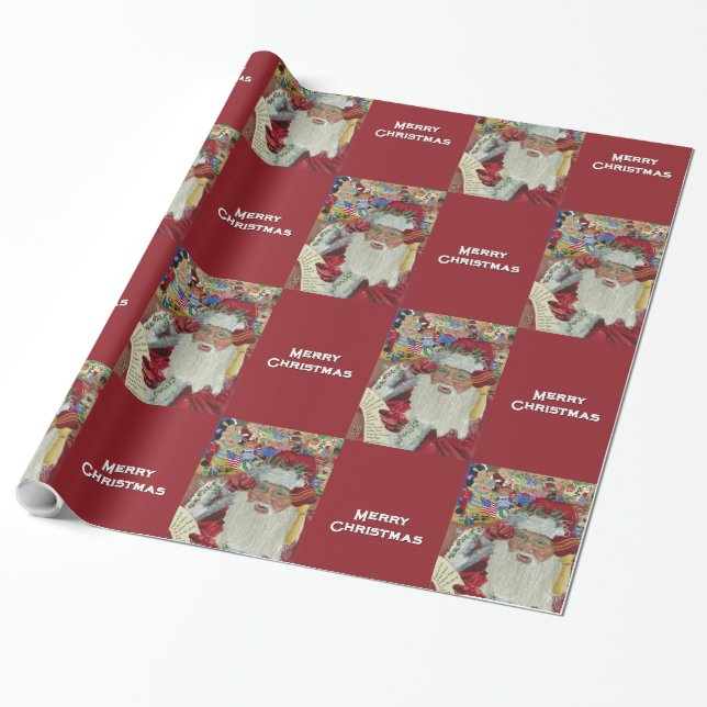 Papier Cadeau Père Noël Classique - Vérification Deux Fois Joyeu (Déroulé)