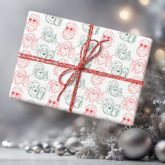 Papier Cadeau Père Noël Cool Dessiné à la Main