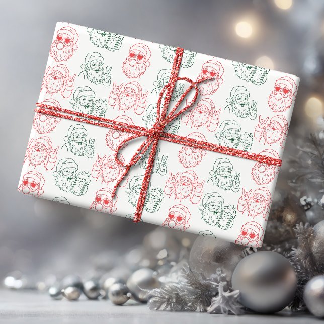 Papier Cadeau Père Noël Cool Dessiné à la Main (Créateur téléchargé)