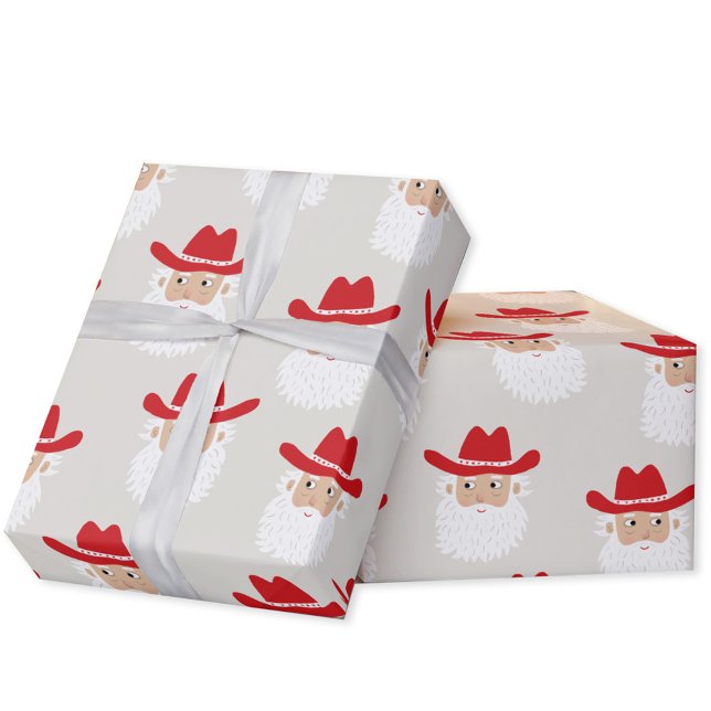 Papier Cadeau Père Noël Cowboy Noël (Fun Cowboy Santa Claus Western Christmas Holiday gift wrapping paper)
