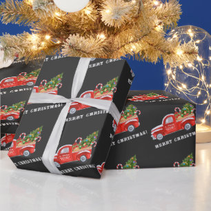 Papier Cadeau père Noël dans la fenêtre Vintage Red Christmas