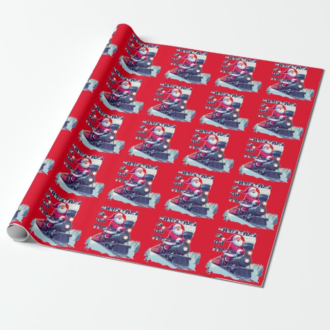 Papier Cadeau Père Noël dans un train (Déroulé)