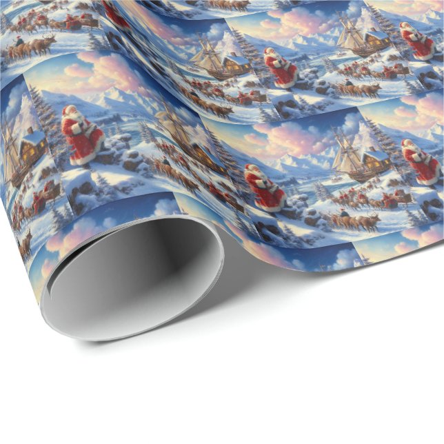 Papier Cadeau Père Noël de Noël 6 (Coin rond)