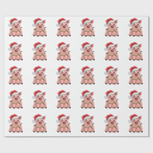 Papier Cadeau Père Noël de Noël cochon chapeau de Noël vacances 