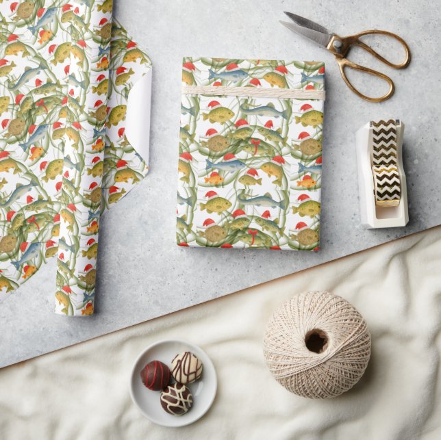 Papier Cadeau Père Noël de poisson en vacances de Noël pour Amou (Artisanat)
