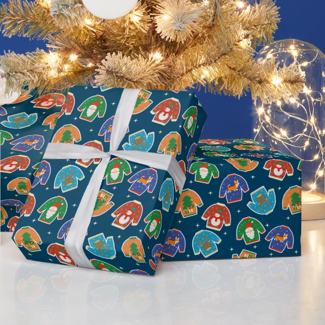 Papier Cadeau Père Noël de pull de Noël moche chiens cadeau drôl (Vacances)