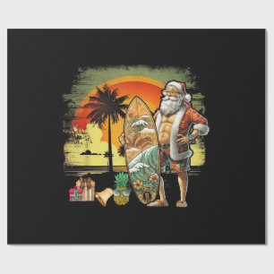 Papier Cadeau Père Noël de surf d'été tropical 6 Pack Noël