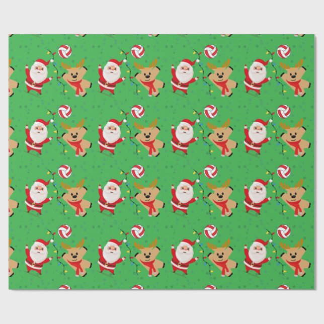 Papier Cadeau Père Noël de volley-ball (Plat)