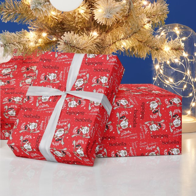 Papier Cadeau père Noël Définir Naughty ou Nice | Noël (Vacances)