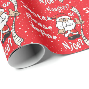 Papier Cadeau Père Noël Définir Naughty ou Nice   Noël