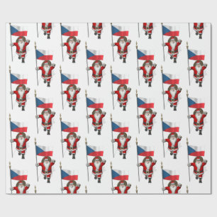 Papier Cadeau Père Noël Doux Avec Drapeau De République Tchèque