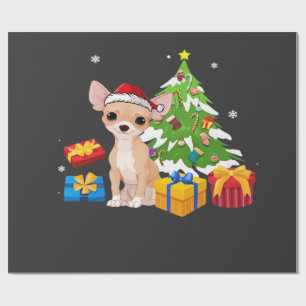 Papier Cadeau Père Noël drôle Chihuahua Chien Arbre de Noël Cade