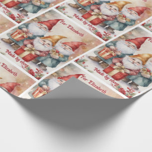 Papier Cadeau Père Noël Elfes Personnaliser Nom Noël mignon
