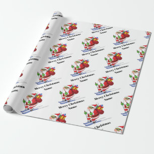 Papier Cadeau Père Noël en snowboard Motif Noël personnalisé