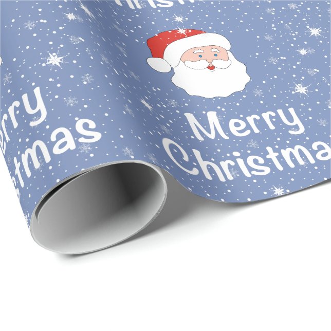 Papier Cadeau père Noël et flocons de neige sur un arrière - pla (Coin rond)