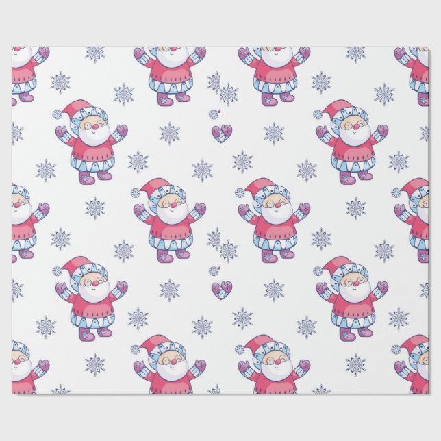 Papier Cadeau Père Noël Et Flugles De Neige (Couture)