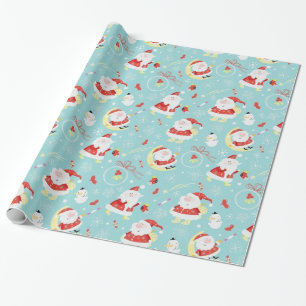 Papier Cadeau Père Noël et givré heureux