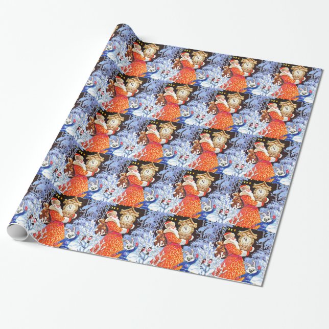 Papier Cadeau Père Noël et horloge fête (Déroulé)