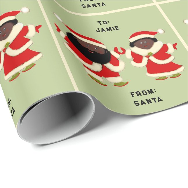 Papier Cadeau Père Noël et Madame Claus (Coin rond)