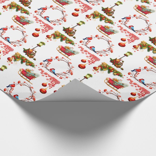 Papier Cadeau Père Noël et Red Sleigh brillant (Coin)