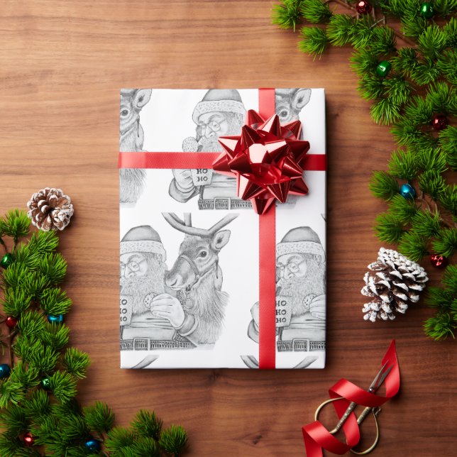 Papier Cadeau Père Noël et Reindeer (Cadeau de vacances)