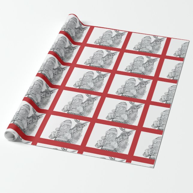 Papier Cadeau Père Noël et Reindeer (Déroulé)
