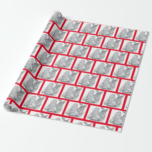 Papier Cadeau Père Noël et rennes