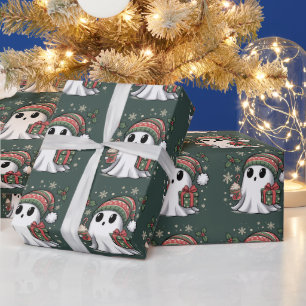 Papier Cadeau Père Noël fantôme Noël vacances Xmas Halloween fan