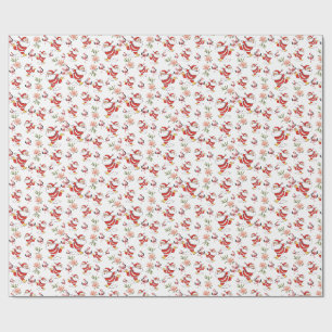 Papier Cadeau Père Noël Flamant Tropical Motif de Noël
