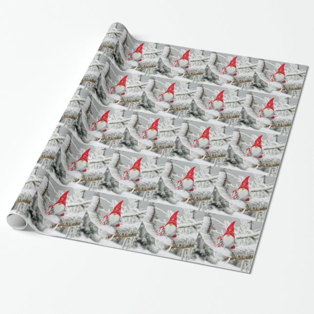 Papier Cadeau Père Noël Gnome (Déroulé)