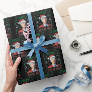 Papier Cadeau Père Noël Joe Biden Joyeux Noël 4 juillet laid