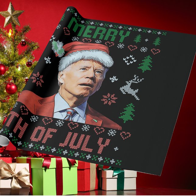 Papier Cadeau Père Noël Joe Biden Joyeux Noël 4 juillet laid (Créateur téléchargé)