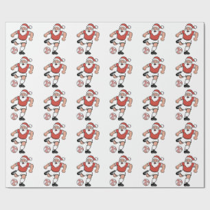 Papier Cadeau Père Noël jouant au football Noël Joueur Sport 