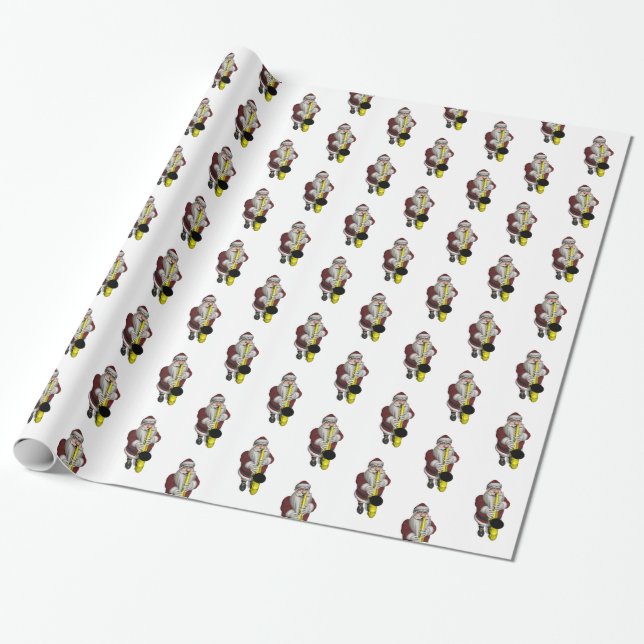 Papier Cadeau Père Noël jouant du saxophone (Déroulé)