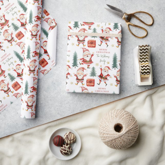 Papier Cadeau Père Noël joyeux Noël nom cadeau papier emballage  (Artisanat)