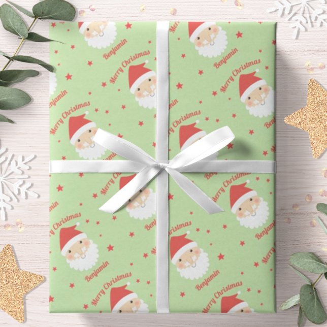 Papier Cadeau Père Noël Joyeux Noël Nom personnalisé (Créateur téléchargé)