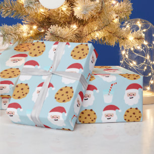 Papier Cadeau Père Noël Lait et biscuits Papier à enveloppement 