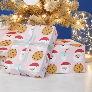 Papier Cadeau Père Noël Lait et biscuits Papier d'emballage