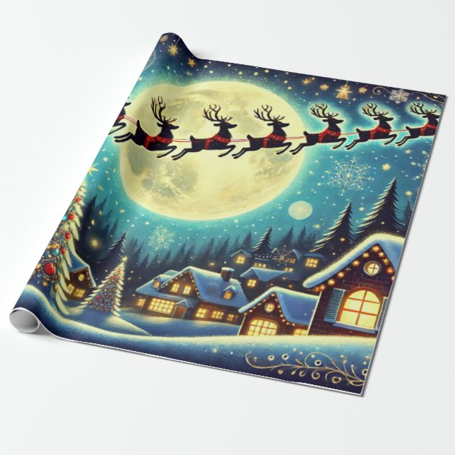 Papier Cadeau Père Noël Livraison de cadeaux la veille de Noël (Déroulé)