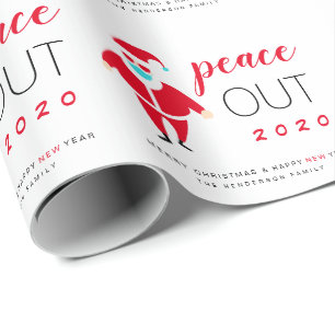 Papier Cadeau père Noël Mask Peace Out 2020 Funny Christmas